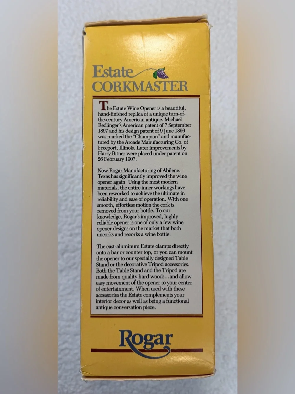 (VTG) ROGAR • Antique Bronze Estate Corkmaster Table-Mount Wine Opener, OS